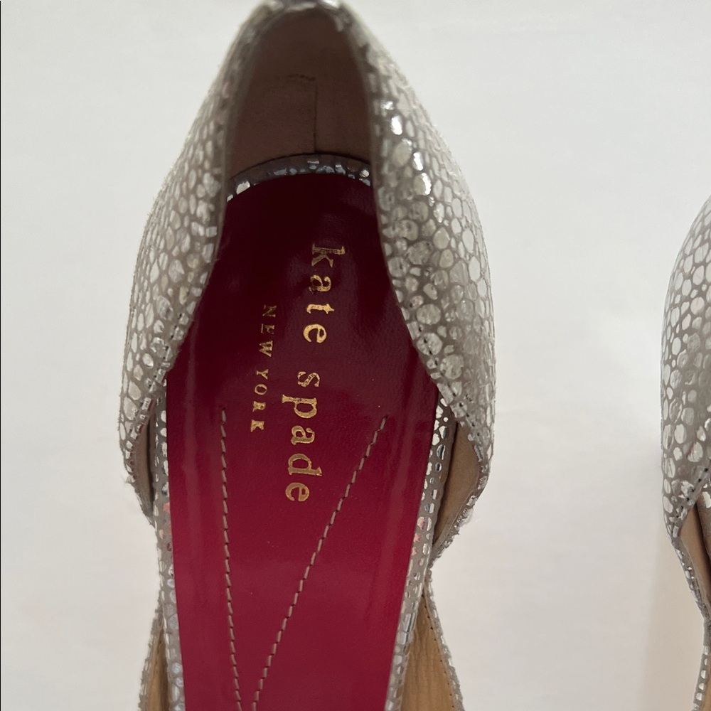 Kate Spade Lara  Cracked Silver Peep-Toe‎ High Heels Size 7.5 B 
Made in Italy - Picture 6 of 12